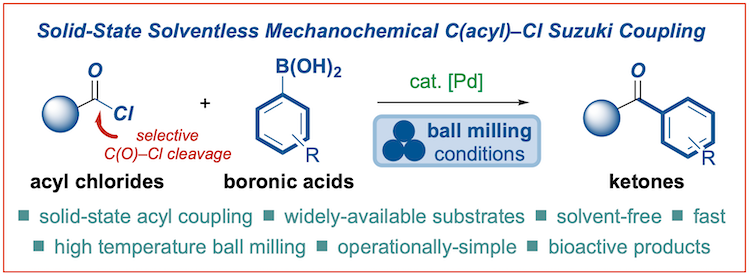 Mechanochemical Suzuki coupling of Acyl Chlorides